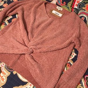 Listicle Twist Front Chenille Sweater